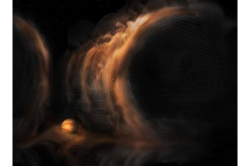 Gas 'waterfalls' reveal infant planets around young star