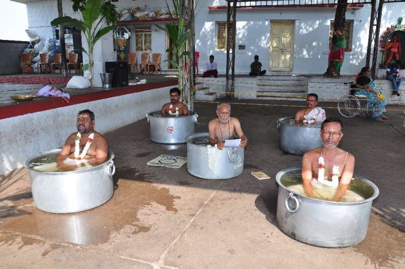 Hindu priests perform the 'Parjanya Japa' and offer prayers to appease the rain god for timely monsoon rains