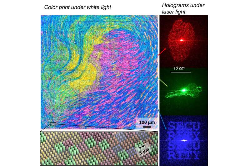 Holographic color printing for optical security