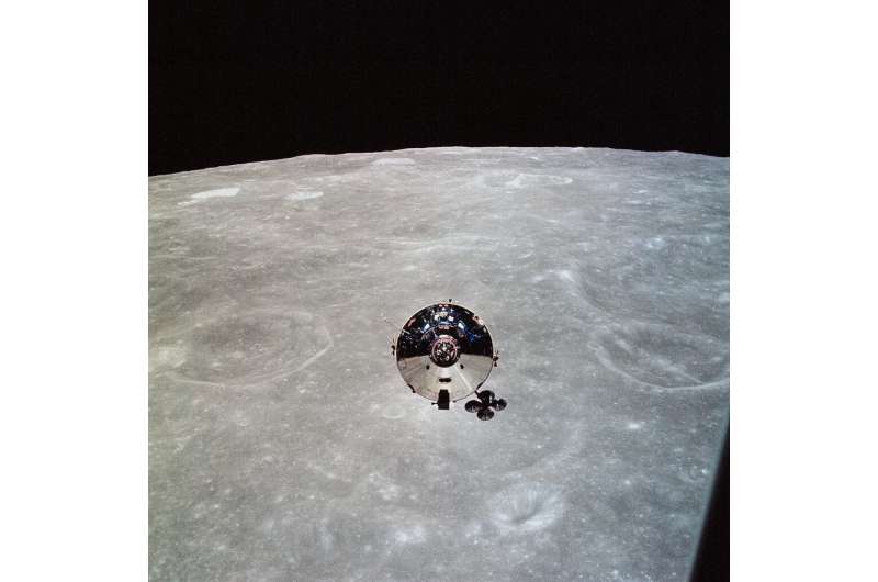 In this May 22, 1969, image obtained from NASA, the Apollo 10 command module is seen from the lunar module (LM) after separation