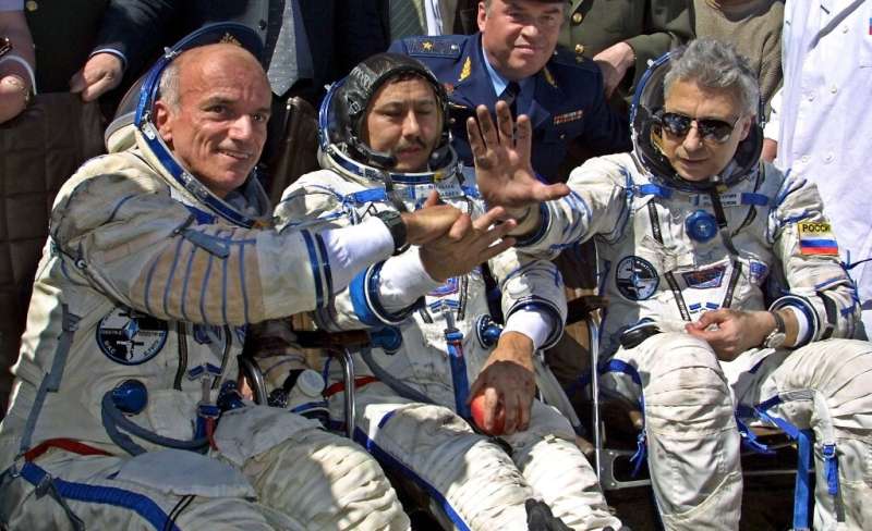 Italian-American multi-millionaire Dennis Tito, left, was the first space tourist, paying Russia around $20 million for his eigh