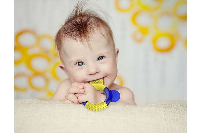 Jaw-strengthening teether designed for children with Down syndrome