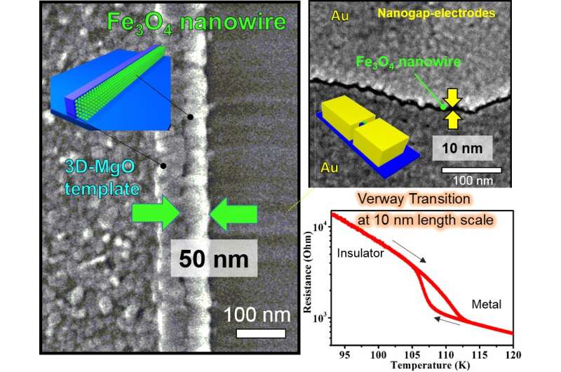 Magnetite nanowires with sharp insulating transition