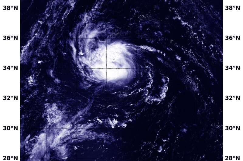 NASA finds Gabrielle's strength on its northern side