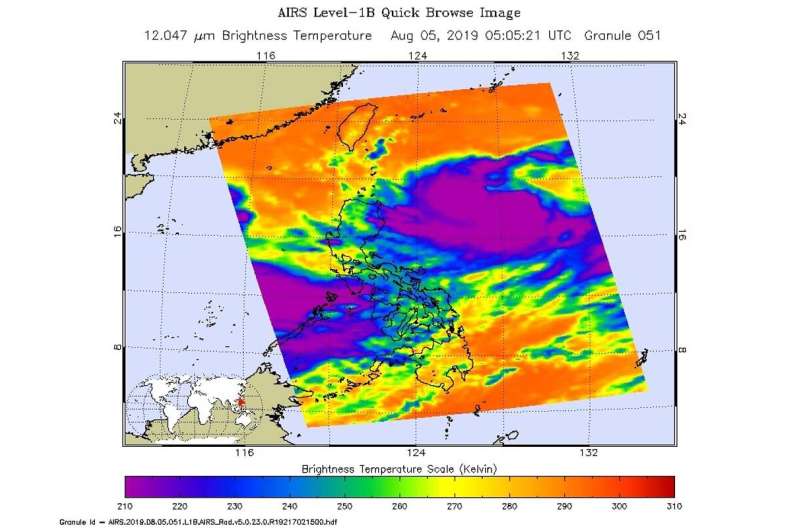 NASA gazes into Tropical Storm Lekima in Philippine Sea