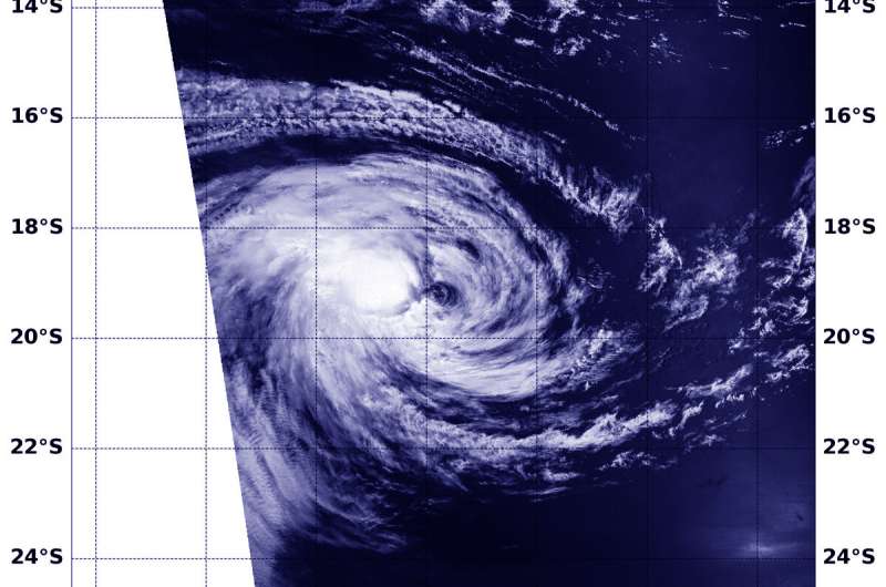 NASA's Aqua satellite shows winds shear affecting Tropical Cyclone Riley