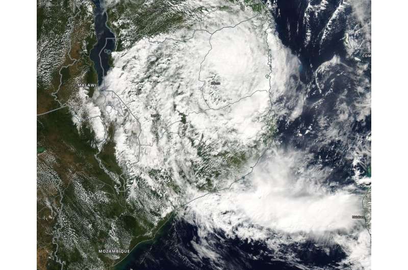 NASA sees remnants of Tropical Cyclone Kenneth over northern Mozambique