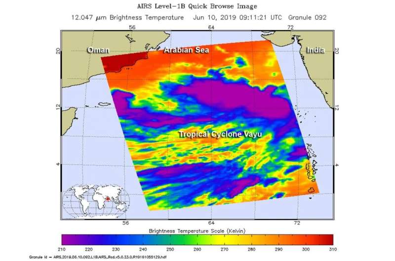 NASA takes Tropical Cyclone's Vayu's temperature