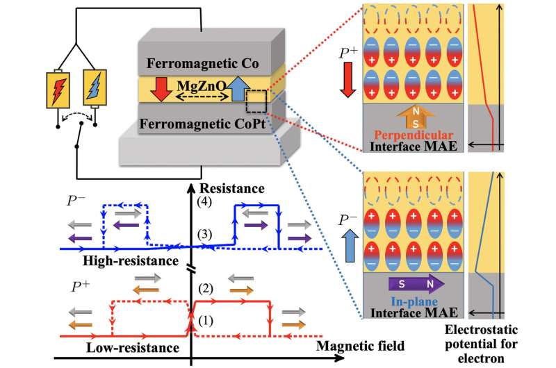 Non-volatile control of magnetic anisotropy through change of electric polarization