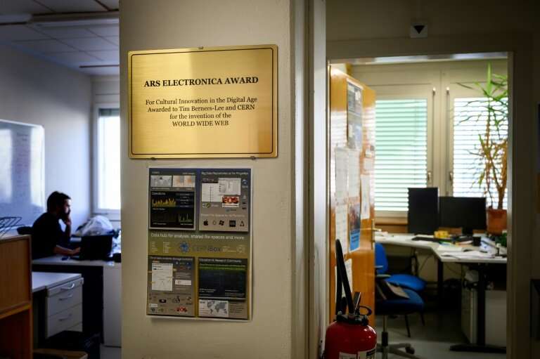 Outside the former office of Tim Berners-Lee at CERN, Europe's physics lab near Geneva, is a simple plaque marking his invention