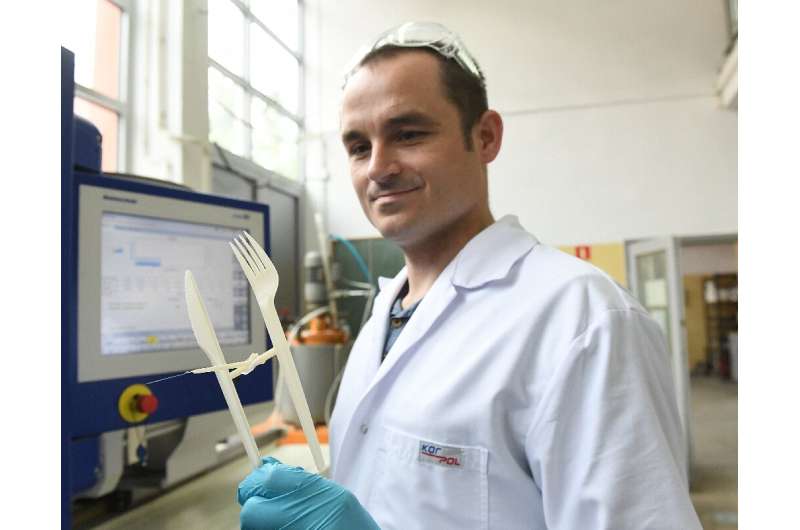 Researcher Maciej Sienkiewicz works at the chemistry department of the Gdansk University of Technology that has produced biodegr