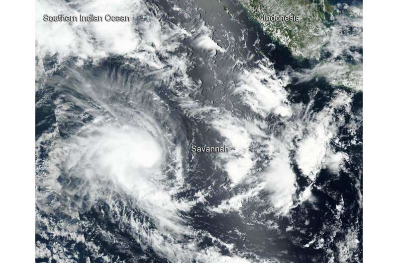Satellite sees Tropical Cyclone Savannah moving away from Indonesia