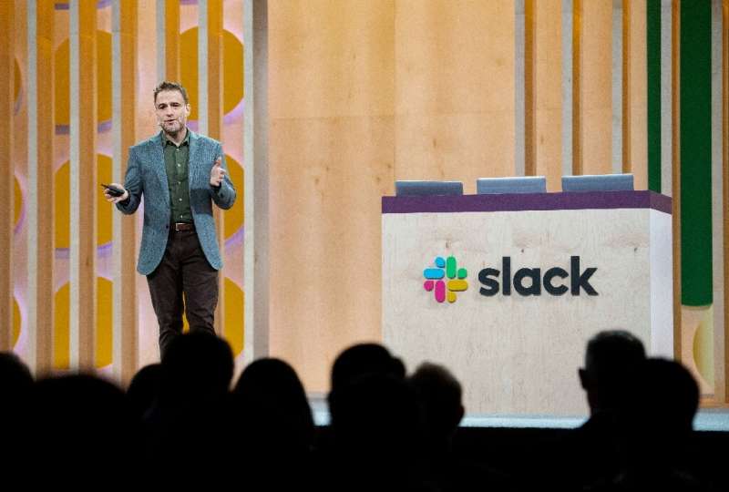 Slack CEO Stewart Butterfield speaks at his company's Frontiers conference in San Francisco ahead of the workplace collaboration