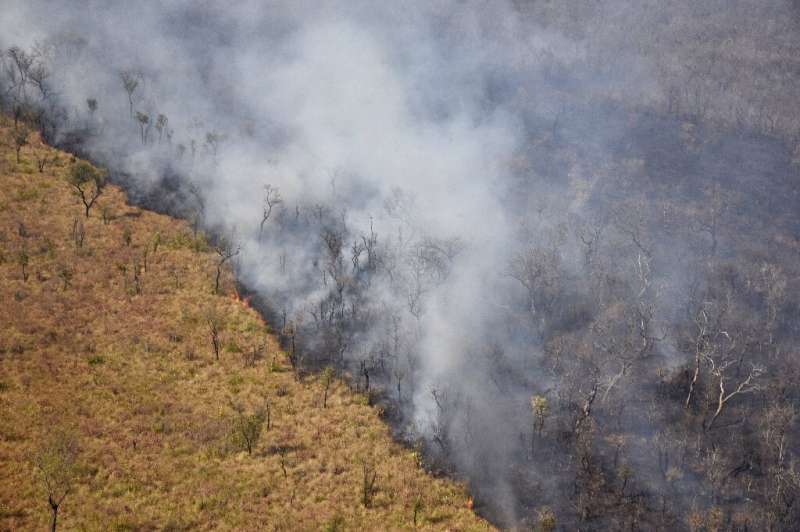 Smoke billows near Charagua in Bolivia, south of the Amazon basin, in August 2019