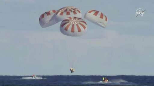 SpaceX crew capsule ends test flight with ocean splashdown