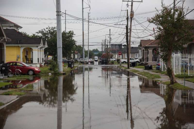 S Telemachus Street in New Orleans is submerged after flash floods struck the area early on July 10