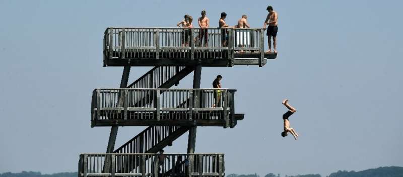 Swimmers took the plunge in Bavaria in a bid to cool down