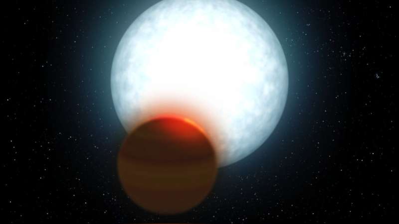 The atmosphere of a new ultra hot Jupiter is analysed
