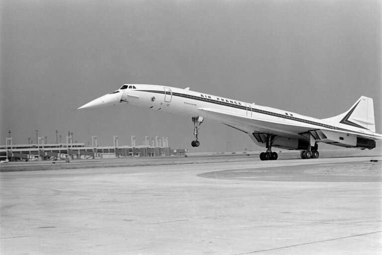The Concorde, pictured here in 1973, had a pointed nose which drooped downwards during take-off for better pilot visibility