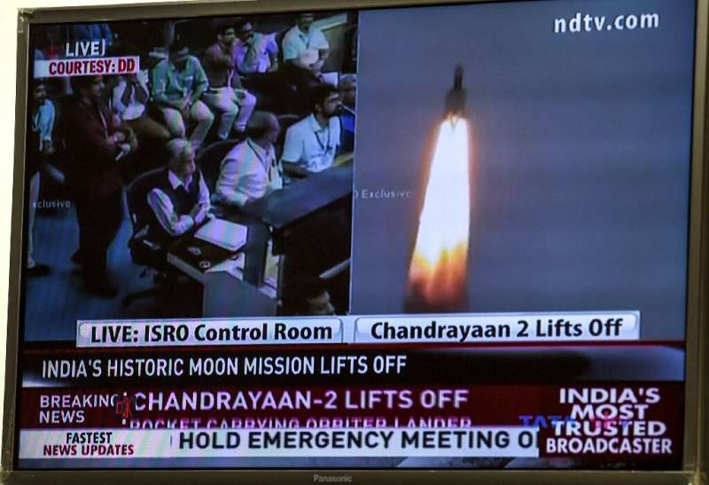 The launch of Chandrayaan-2, or Moon Chariot 2, was broadcast live on TV