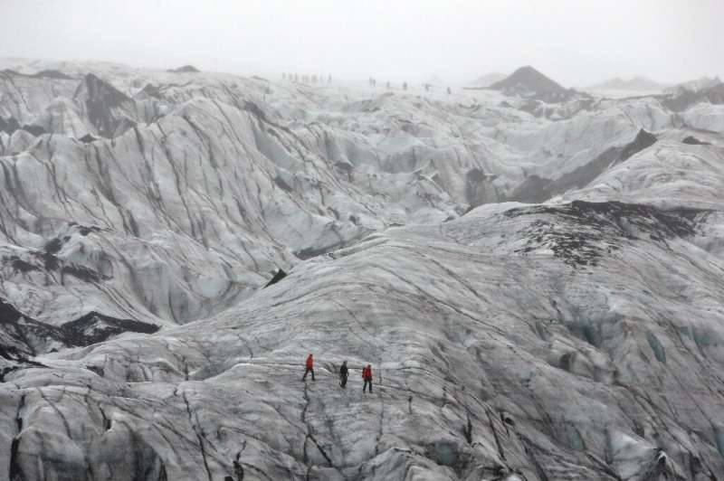 The Solheimajokull glacier has shrunk by an average of 40 metres per year in the past decade