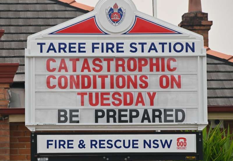 The town of Taree, 350 kilometres north of Sydney, was readying for &quot;catastrophic&quot; fire conditions