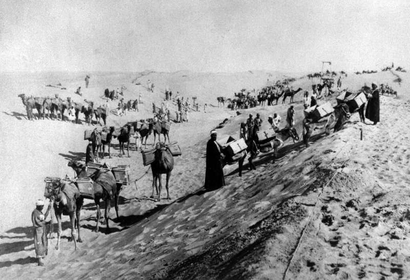 This archive photo from the 1860s shows Egyptian labourers digging out the canal, a project which involved about a million Egypt