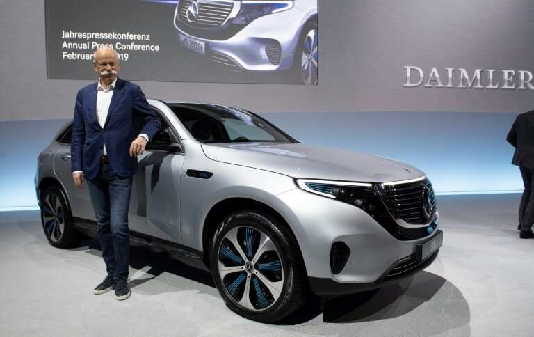 Zetsche with Mercedes' first all-electric car, the EQC, slated to hit showrooms in the second half of this year