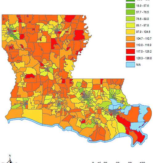 First study on neighborhood deprivation and COVID-19 in Louisiana
