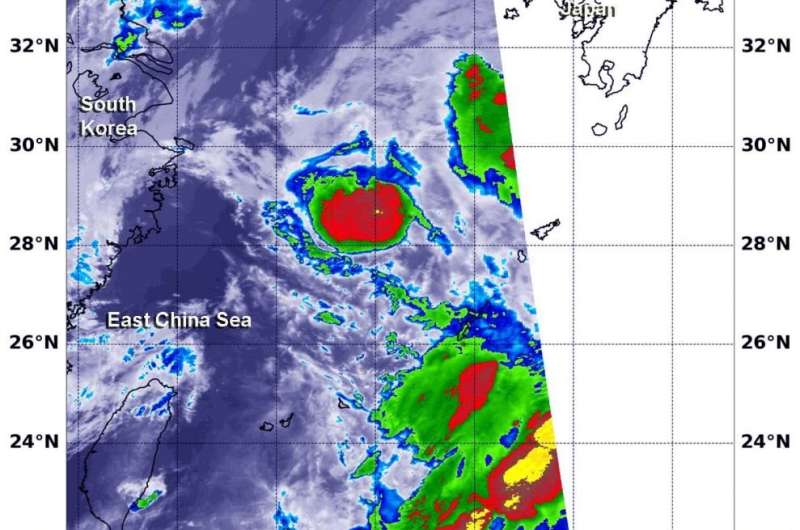 NASA sees compact Tropical Storm Jangmi exiting East China Sea