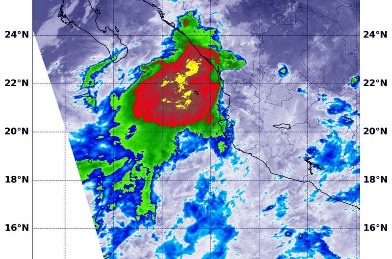NASA Terra Satellite examines Tropical Storm Hernan's relocated center