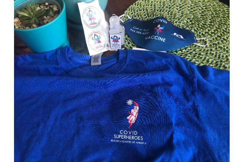 Vaccine trial participants received t-shirts, masks and stickers Marked &quot;Covid warriors&quot; or &quot;Covid superheroes&qu