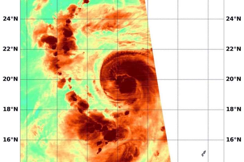 NASA analyzes typhoon Haishen's water vapor concentration