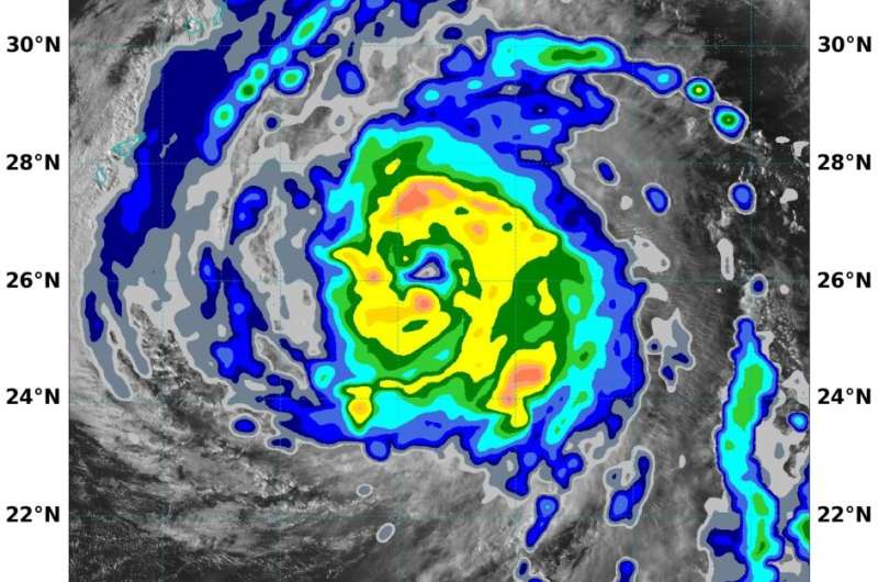 NASA analyzes rainfall around Typhoon Chan-hom's ragged eye