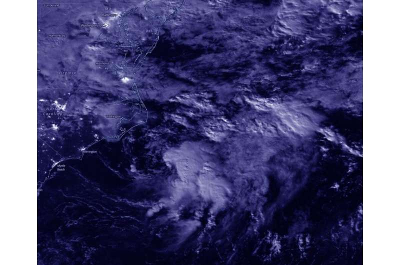 NASA-NOAA satellite provides a nighttime view of new Atlantic tropical depression