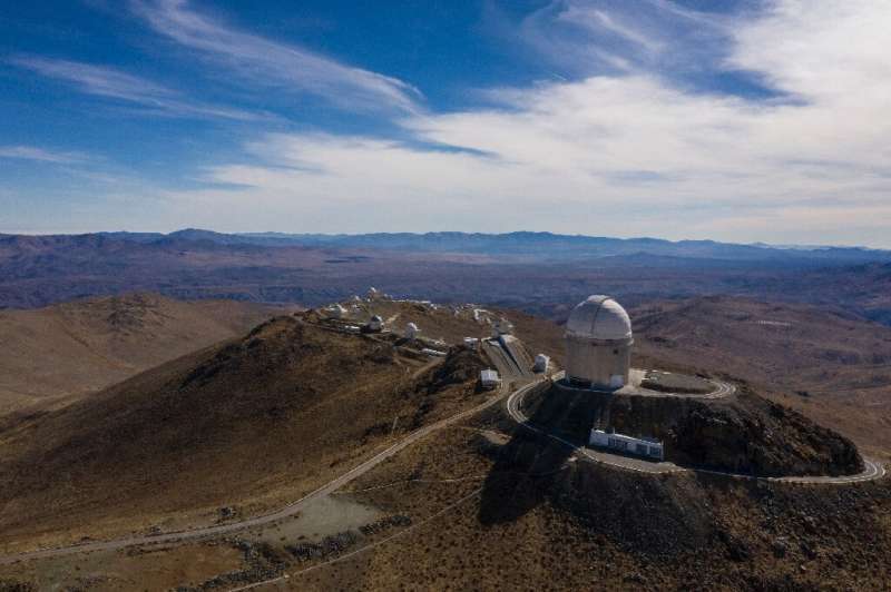 An aerial view of the European Southern Observatory's (ESO) La Silla facility in La Higuera in Chile's Atacama Desert, on June 6