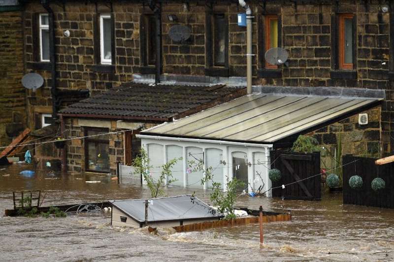 Mytholmroyd in northern England was flooded after the River Calder burst its banks