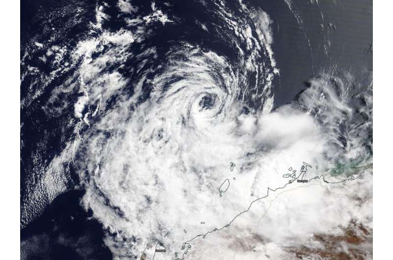 NASA finds ex-Tropical Cyclone 21S affecting Australia's Pilbara Coast