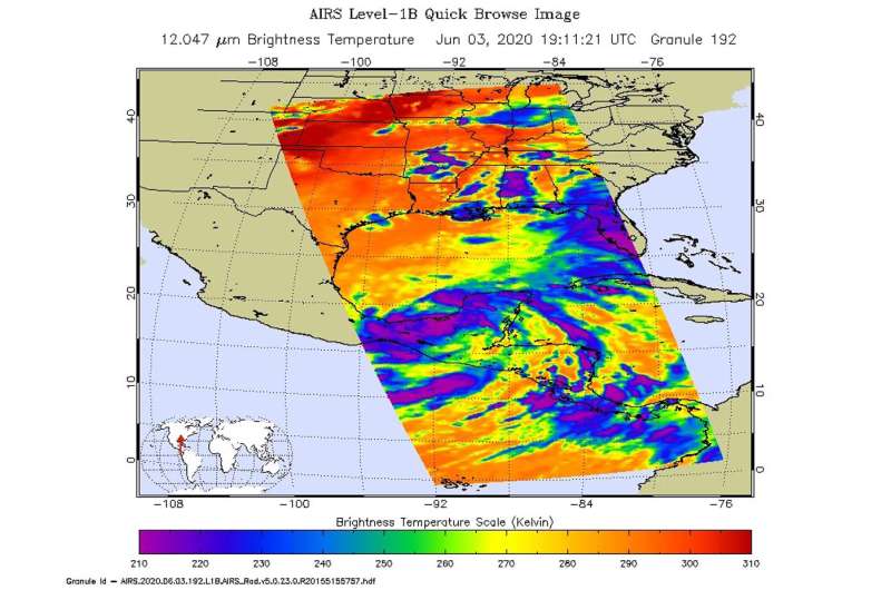 NASA infrared imagery indicates cristobal's heavy rainmaking capabilities