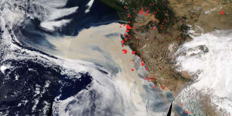 NASA's Terra highlights aerosols from western fires in danger zone