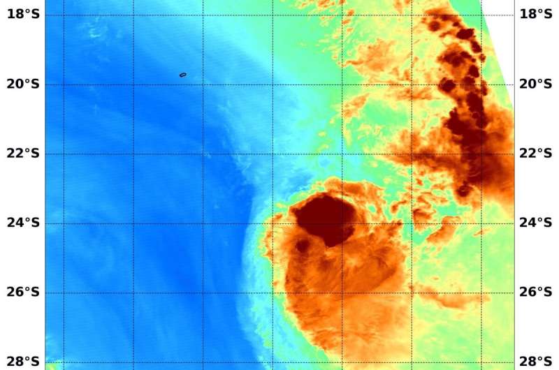 NASA analyzes tropical cyclone Herold's water vapor concentration