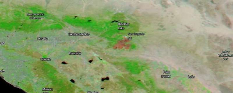 NASA's Aqua Satellite shows extent of Apple Fire's burn scar
