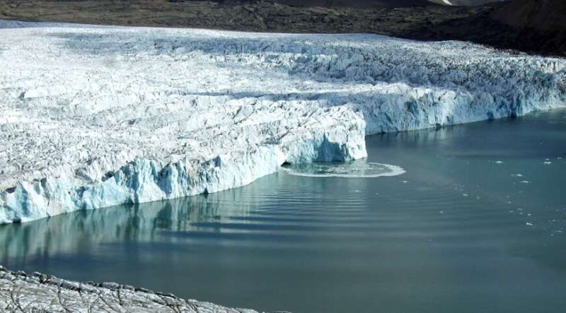 Scientists use underwater microphones to study calving Arctic glacier