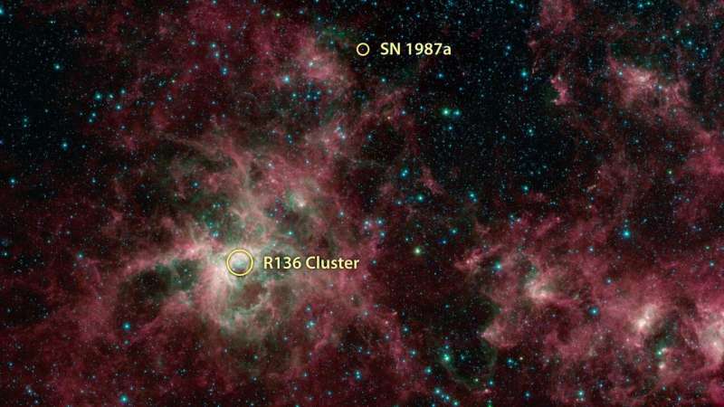 Tarantula Nebula spins web of mystery in Spitzer image