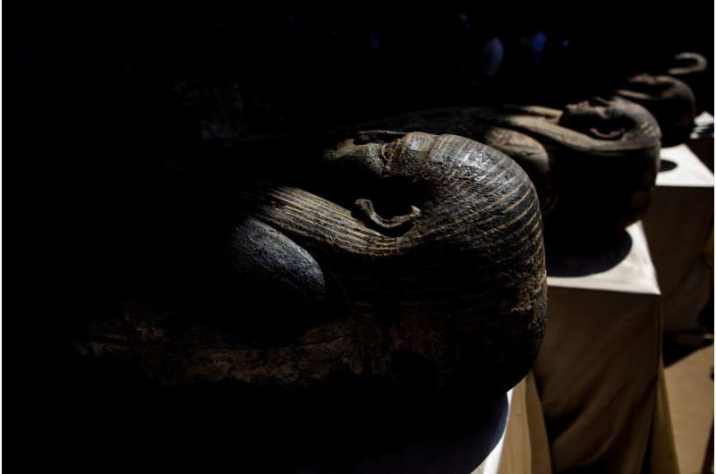 Egypt reveals 59 ancient coffins found near Saqqara pyramids