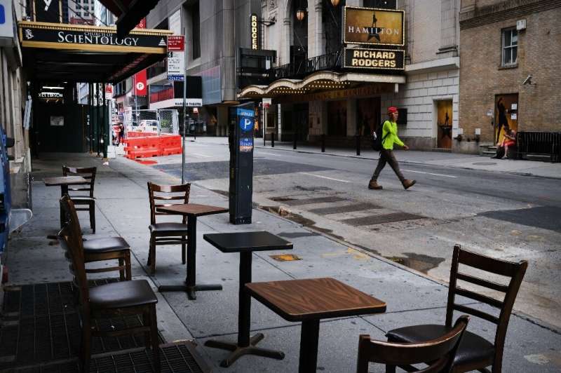 The coronavirus epidemic has left thousands dead in New York and hammered the economy, as seen in this photo of an empty Broadwa