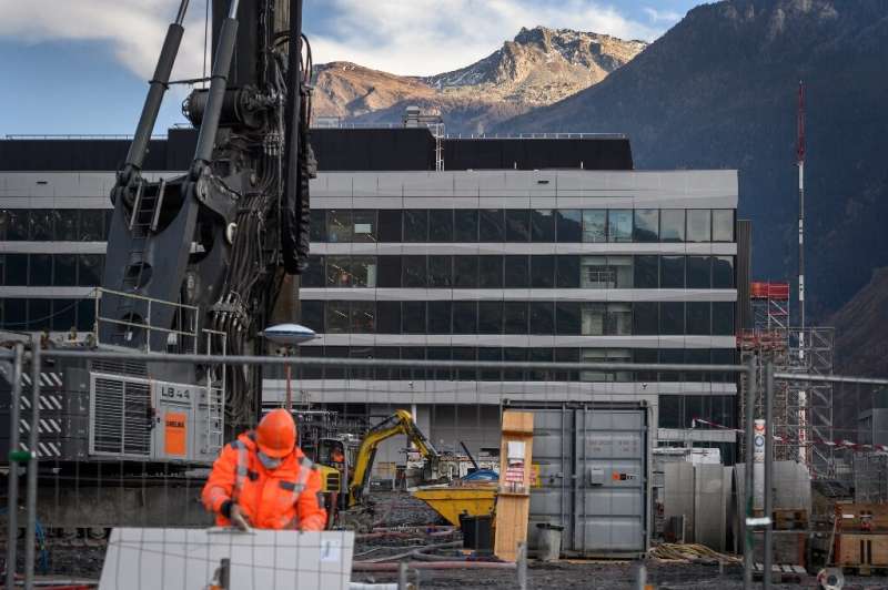 Construction is seen at a site in Visp, Switzerland where pharma contractor Lonza will produce Moderna's vaccine for all countri