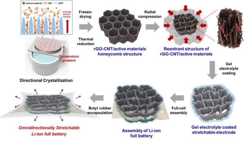 KIST develops stretchable lithium-ion battery based on new micro-honeycomb structure