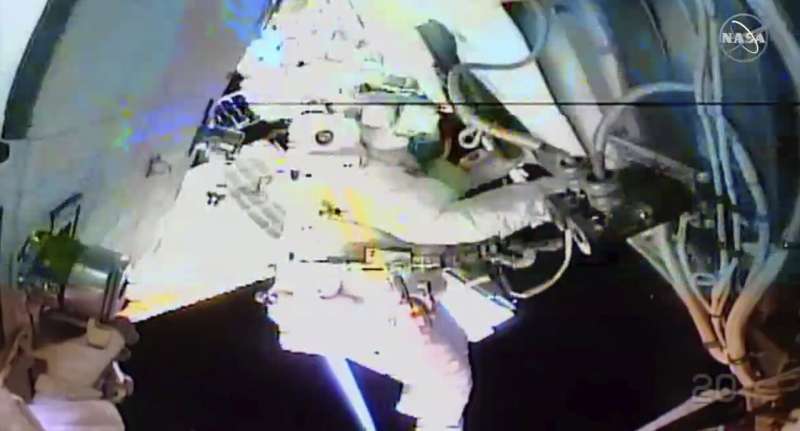 Spacewalking astronauts closing in on final battery swaps