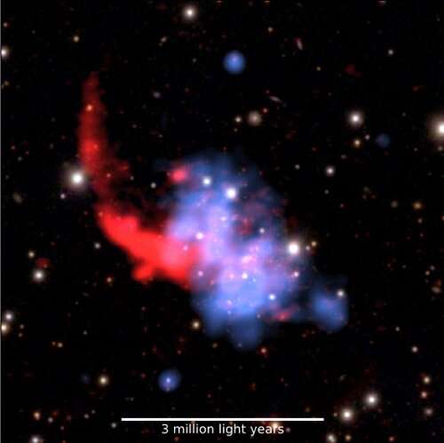 Astronomers See Gigantic Collisions of Galaxy Clusters in Young Universe